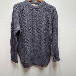 John Dolan Donegals Guideboat Co Wool Cashmere Cable Knit Sweater Mens XL Grey